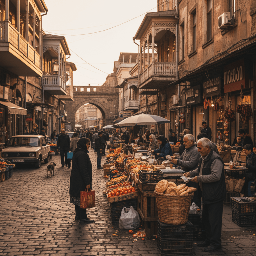 Georgian street scene representing the destination for transfers